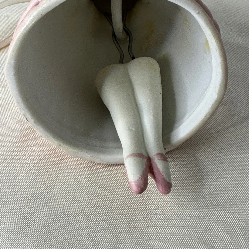 Lot 4 VTG Porcelain Bell Ornaments‎ Jasco Santa Bear Girl Dog Cat Christmas